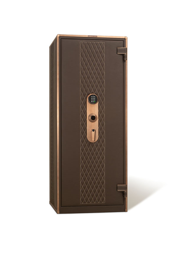 6024 bespoke leather safe in brown with oil-rubbed bronze accents